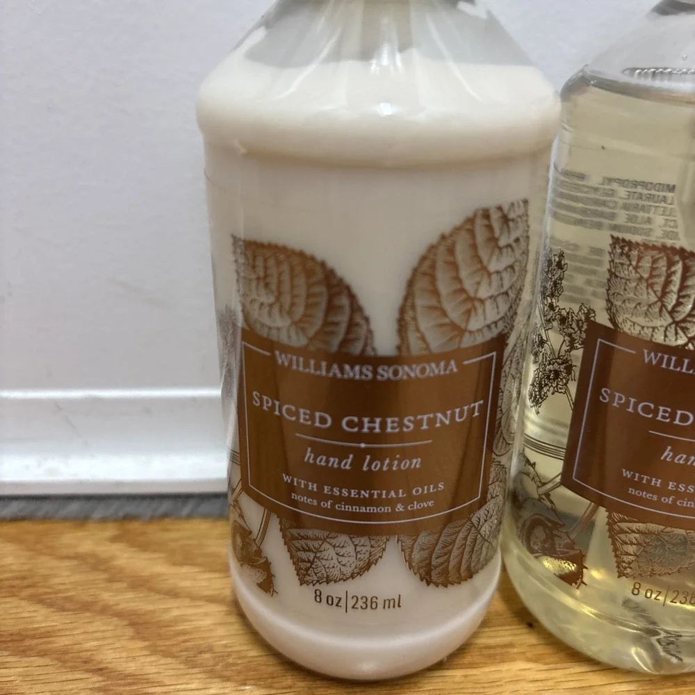 Williams Sonoma Spiced Chestnut Hand Soap And Hand Lotion New 8 Ounces Set Of 2